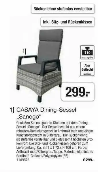 Hagebau Casaya Dining-sessel „sanogo“ Angebot