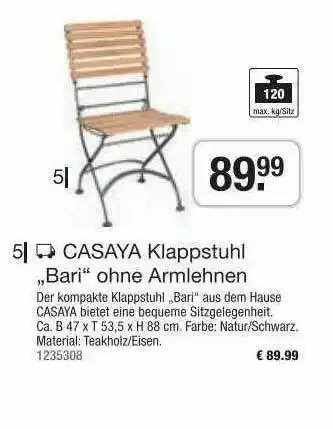 Hagebau Casaya Klappstuhl Bari Ohne Armlehnen Angebot