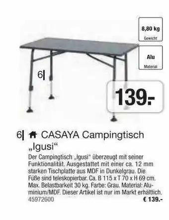 Hagebau Casaya Campingtisch Igusi Angebot