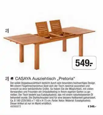 Hagebau Casaya Ausziehtisch Pretoria Angebot