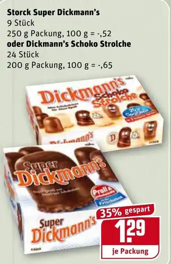 REWE Kaufpark Storck Super Dickmann's 250g oder Dickmann's Schoko Strolche 200g Angebot