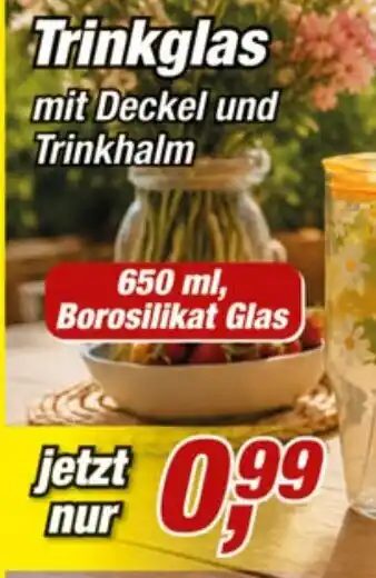Posten Börse Trinkglas mit Deckel und Trinkhalm Angebot