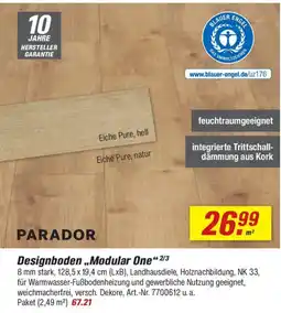toom Baumarkt PARADOR Designboden „Modular One“ Angebot