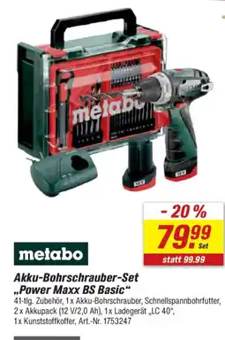 toom Baumarkt metabo Akku-Bohrschrauber-Set „Power Maxx BS Basic“ Angebot