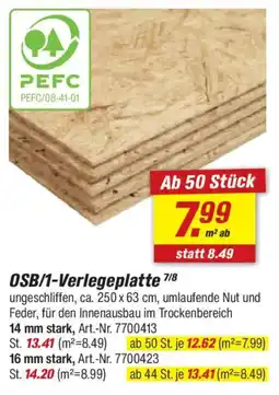 toom Baumarkt OSB/1-Verlegeplatte 7/8 Angebot