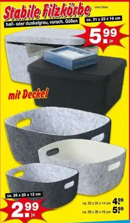 Krümet Sonderposten Stabile Filzkörbe Angebot