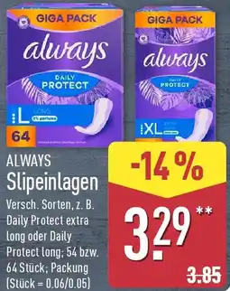 Aldi Nord ALWAYS Slipeinlagen Angebot
