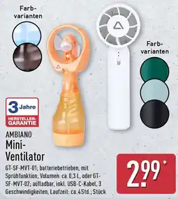 Aldi Nord AMBIANO Mini Ventilator Angebot