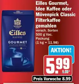HIT Eilles Gourmet, Idee Kaffee oder Mövenpick Classic Filterkaffee gemahlen Angebot