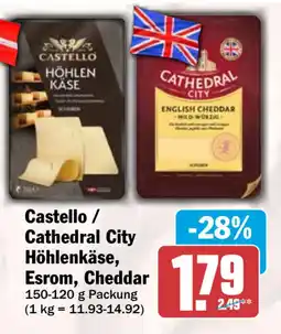 HIT Castello / Cathedral City Höhlenkäse, Esrom, Cheddar Angebot