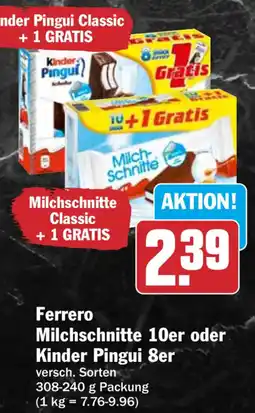 HIT Ferrero Milchschnitte 10er oder Kinder Pingui 8er Angebot