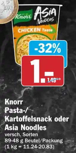 HIT Knorr Pasta-/ Kartoffelsnack oder Asia Noodles Angebot