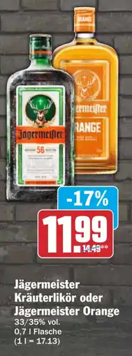 HIT Jägermeister Kräuterlikör oder Jägermeister Orange Angebot