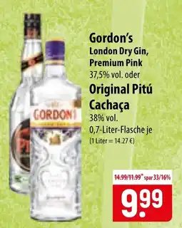 Famila Nord Ost Gordon's London Dry Gin, Premium Pink oder Original Pitú Cachaça Angebot