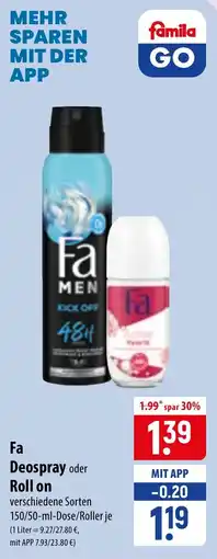 Famila Nord Ost Fa Deospray oder Roll on Angebot