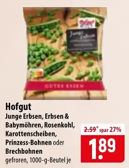 Famila Nord Ost Hofgut Junge Erbsen, Erbsen & Babymöhren, Rosenkohl, Karottenscheiben, Prinzess-Bohnen oder Brechbohnen Angebot