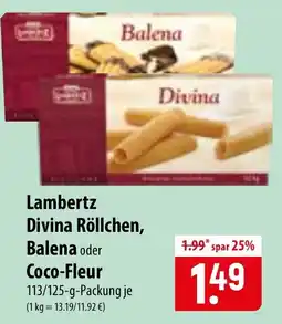 Famila Nord Ost Lambertz Divina Röllchen, Balena oder Coco-Fleur Angebot