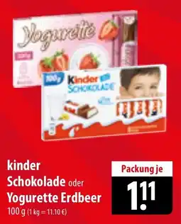 Famila Nord Ost Kinder Schokolade oder Yogurette Erdbeer Angebot