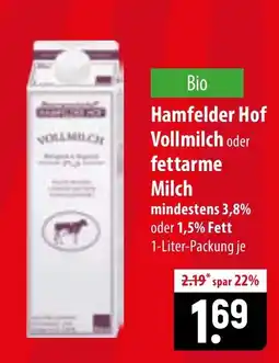 Famila Nord Ost Hamfelder Hof Vollmilch oder fettarme Milch Angebot