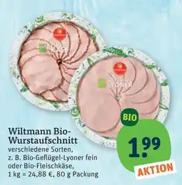 tegut Wiltmann Bio- Wurstaufschnitt Angebot