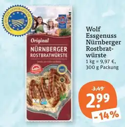 tegut Wolf Essgenuss Nürnberger Rostbratwürste Angebot
