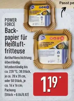 Aldi Nord POWER FORCE Backpapier für Heißluftfritteuse Angebot