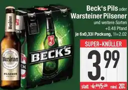 E-Center Beck's Pils oder Warsteiner Pilsener Angebot