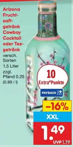 Netto Marken-Discount Arizona Frucht- saft- getränk Cowboy Cocktail oder Tee- getränk Angebot