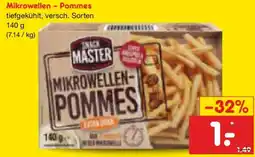 Netto Marken-Discount SNACK MASTER Mikrowellen-Pommes Angebot