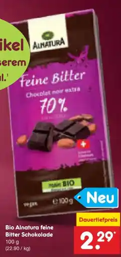 Netto Marken-Discount Bio Alnatura feine Bitter Schokolade Angebot