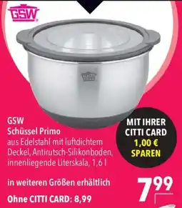 CITTI Markt GSW Schüssel Primo Angebot