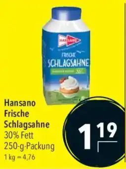 CITTI Markt Hansano Frische Schlagsahne Angebot