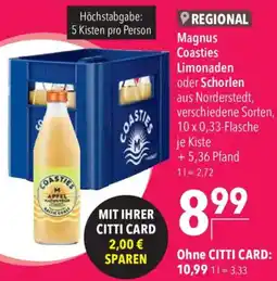 CITTI Markt Coasties Limonaden oder Schorlen Angebot