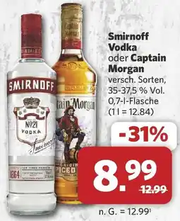 Combi Smirnoff Vodka oder Captain Morgan Angebot