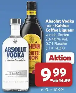 Combi Absolut Vodka oder Kahlua Coffee Liqueur Angebot
