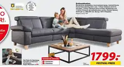 Möbel Turflon Eckkombination, Bezug Ares dunkelgrau, Kontrastnaht beige, Holzfuß Buche Eiche biancofarbig Angebot