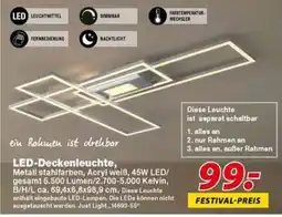 Möbel Turflon LED-Deckenleuchte, Metall stahlfarben, Acryl weiß Angebot