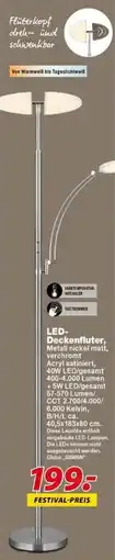 Möbel Turflon LED-Deckenfluter, Metall nickel matt, verchromt Acryl satiniert Angebot
