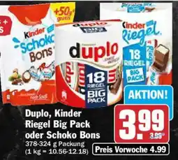 AEZ Duplo, Kinder Riegel Big Pack oder Schoko Bons Angebot