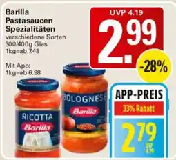 WEZ Barilla Pasta saucen Spezialitäten Angebot