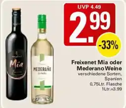 WEZ Freixenet Mia oder Mederano Weine Angebot