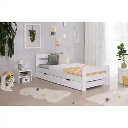 Netto Marken-Discount TiCAA Einzelbett Doppelbett Bert Kiefer Weiß aus Massivholz Angebot