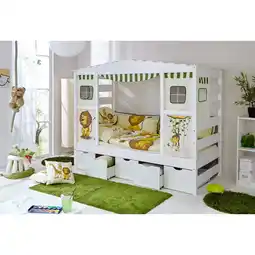 Netto Marken-Discount TiCAA Hausbett mit Bettkasten Safari Kiefer Weiß Angebot