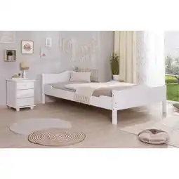Netto Marken-Discount TiCAA Massivholz Einzelbett Rita Kiefer Weiß Angebot