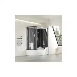 Netto Marken-Discount HOME DELUXE Duschkabine mit Badewanne ALLIN 2IN1 - 170 x 90 Schwarz Links Angebot