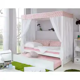 Netto Marken-Discount TiCAA Himmelbett Rosa 310 Kiefer Weiß (Rosa/Weiß Stern) Angebot
