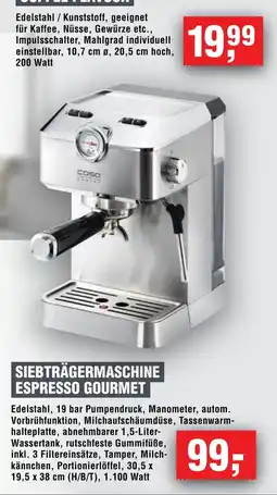 Handelshof SIEBTRÄGERMASCHINE ESPRESSO GOURMET Angebot