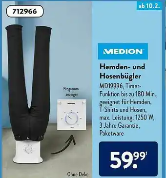 Aldi Süd Medion Hemden- Und Hosenbügler Angebot