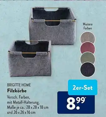 Aldi Süd Brigitte Home Filzkörbe Angebot