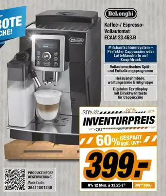 Expert Bening Delonghi Kaffee- Oder Espresso-vollautomat Ecam 23.463.b Angebot